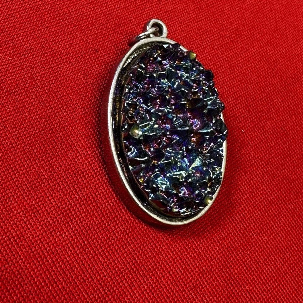 Titanium Druzy Oval Shaped Pendant